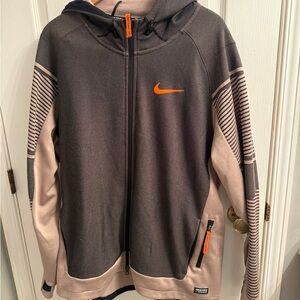 Nike Pro Gray Jacket with Orange Zipper